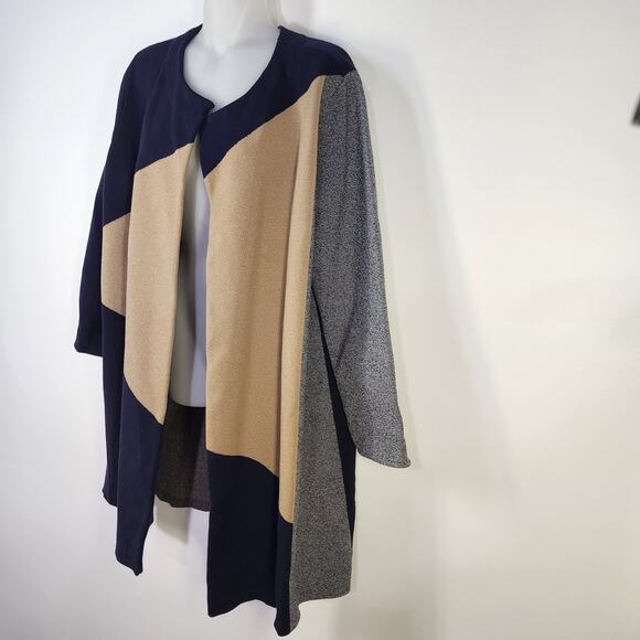 Ann Taylor Cardigan Womens Size Large Longline Colorblock Lagenlook Open Front - Picture 4 of 7